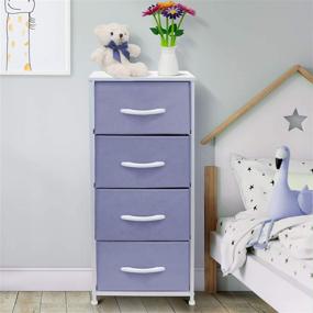 img 3 attached to 🏢 Purple Sorbus Dresser Storage Tower for Bedroom Organization: Steel Frame, Wood Top, Fabric Bins