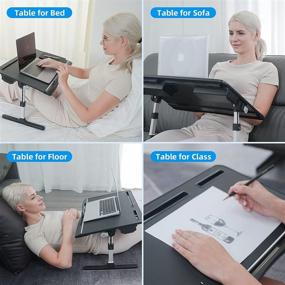 img 3 attached to 🔥 Luxury Leather Laptop Bed Tray Table: Adjustable & Foldable Lap Desk with Double Drawers - Multifunctional for Work, Eat, Write, Game & Draw