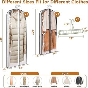 img 2 attached to 👕 Set of 8 Aphyxen Garment Bags, 47''/ 60'' Hanging Clothes Suit Bag for Travel with 3 Hangers, 4'' Gusseted Clothes Cover for Shirts Dress Sweater