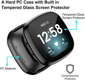 img 2 attached to 📱 KIMILAR Набор из 2-х жестких чехлов с защитным стеклом 9H для Fitbit Sense/Versa 3: Ультратонкий чехол с полной защитой экрана и бампером