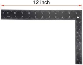 img 2 attached to 📏 uxcell Leathercraft Black Measuring Square Ruler for DIY Leather Handmade Sewing Tools - Stainless Steel, Tempered, 0-300mm 0-12inch Scale