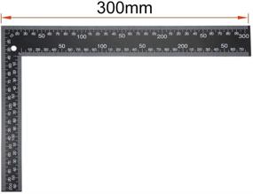 img 1 attached to 📏 uxcell Leathercraft Black Measuring Square Ruler for DIY Leather Handmade Sewing Tools - Stainless Steel, Tempered, 0-300mm 0-12inch Scale