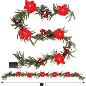 img 3 attached to DR.DUDU 6 FT LED Pre-lit Christmas Garland: Battery Powered with Pine Cones, Red Berries & Pine Needles - Lighted Xmas Wreath for Holiday Party & Tree Decorations