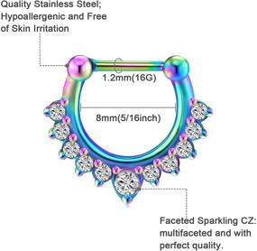 img 1 attached to 🔗 LAURITAMI 16G Stainless Steel Septum Clicker - Horseshoe Nose Rings Hoop, Cartilage Earrings, Daith Tragus Helix Piercing Jewelry - Hinged Seamless Septum Hoop
