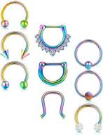 🔗 lauritami 16g stainless steel septum clicker - horseshoe nose rings hoop, cartilage earrings, daith tragus helix piercing jewelry - hinged seamless septum hoop logo