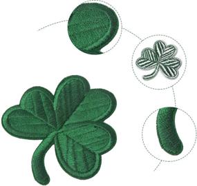 img 1 attached to 🍀 Set of 4 Irish Clover Embroidered Patches - St. Patrick's Day Sewing, Dark Green Emblem, Lucky Shamrock Iron-On or Sew-On Ireland Patch for Clothes, Bags, Hats, Crafting Projects