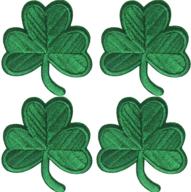 🍀 set of 4 irish clover embroidered patches - st. patrick's day sewing, dark green emblem, lucky shamrock iron-on or sew-on ireland patch for clothes, bags, hats, crafting projects logo