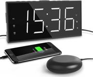 🔔 loud alarm clock for heavy sleepers | dual digital alarm clock with bed shaker | large led display | vibrating alarm clock for hearing impaired, deaf | usb charger, snooze, battery backup | 7.5" dimmer logo