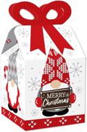 набор из 12 квадратных подарочных коробочек-конфеток с рождественскими гномами от big dot of happiness - праздничные коробочки с бантиком для улучшения seo. логотип