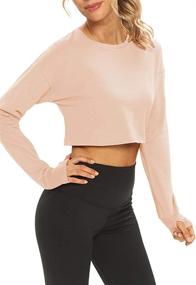 img 2 attached to 👚 Mippo Long Sleeve Crop Tops for Women - Athletic Gym Shirts, Cropped Sweatshirts, Workout Attire