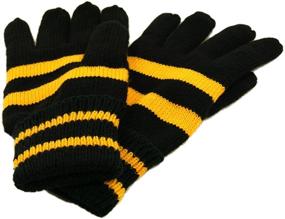 img 4 attached to Soft Striped Winter Insulated Gloves Men's Accessories for Gloves & Mittens