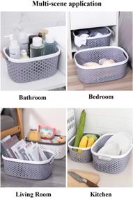 img 2 attached to 📦 Gray Plastic Storage Baskets with Handles - Portable Shower Caddy and Organizer for Bathroom and Kitchen, Ideal for Dorm and Household Storage by JiatuA