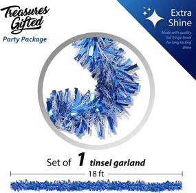 img 3 attached to 🎄 Christmas Tree Décor: Royal Blue Tinsel Garland – Wide Cut Metallic Streamers in Blue and White, Ideal for Celebrations