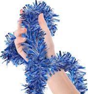 🎄 christmas tree décor: royal blue tinsel garland – wide cut metallic streamers in blue and white, ideal for celebrations логотип