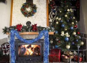 img 1 attached to 🎄 Christmas Tree Décor: Royal Blue Tinsel Garland – Wide Cut Metallic Streamers in Blue and White, Ideal for Celebrations