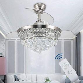 img 4 attached to 42 Inch Crystal Chandelier Fandelier Ceiling Fan with Retractable Blades, Chrome Finish, and 3 LED Light Colors - Perfect for Indoor Living Room, Dining Room, Bedroom