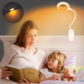 img 2 attached to 📚 Rechargeable Amber Book Light for Bed Headboard - 16 LED Clip-On Reading Light, Dimmable Desk Lamp with 5 Brightness Levels, Flexible Neck, Touch Control, Gentle Night Light for Kids