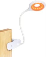 📚 rechargeable amber book light for bed headboard - 16 led clip-on reading light, dimmable desk lamp with 5 brightness levels, flexible neck, touch control, gentle night light for kids logo