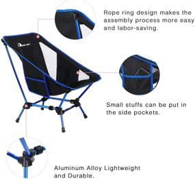 img 3 attached to 🪑 MOON LENCE Outdoor Camping Chair - Compact, Portable, Folding Chair with Side Pockets - Packable, Lightweight, Heavy Duty for Camping, Backpacking, Hiking…