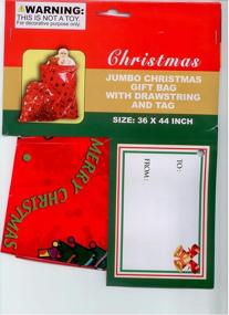 img 2 attached to Jumbo Christmas Drawstring Gift Bag - 36x44 Inches | Red Merry Christmas - Festive Holiday Storage Solution