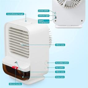 img 1 attached to 🌬️ Zeriyu Portable Air Conditioner Fan - Rechargeable Evaporative Cooler with 3 Speeds and 3 Modes, Cordless Personal Air Cooler with Humidification Function and Night Light for Home