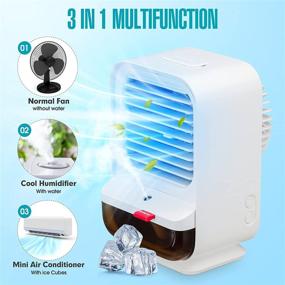 img 4 attached to 🌬️ Zeriyu Portable Air Conditioner Fan - Rechargeable Evaporative Cooler with 3 Speeds and 3 Modes, Cordless Personal Air Cooler with Humidification Function and Night Light for Home