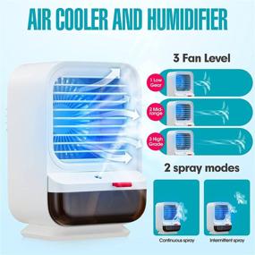 img 2 attached to 🌬️ Zeriyu Portable Air Conditioner Fan - Rechargeable Evaporative Cooler with 3 Speeds and 3 Modes, Cordless Personal Air Cooler with Humidification Function and Night Light for Home