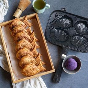 img 3 attached to 🐠 KD HOME Traditional Taiyaki Fish Shaped Cake Pan. Quick and Easy Dessert Maker for Waffle Pancake Bread. Cook Up to 4 Pastry Dough. Perfect for Home Cooking