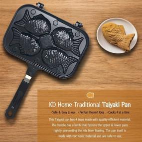 img 1 attached to 🐠 KD HOME Traditional Taiyaki Fish Shaped Cake Pan. Quick and Easy Dessert Maker for Waffle Pancake Bread. Cook Up to 4 Pastry Dough. Perfect for Home Cooking