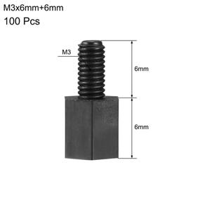 img 3 attached to 100pcs uxcell M3x6mm+6mm Male-Female Hex Nylon PCB Motherboard Spacer Standoff for FPV Drone Quadcopter, Computer & Circuit Board - Black