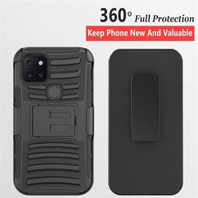 img 2 attached to Circlemalls - T-Mobile Revvl 5G Phone Case with Tempered Glass Screen Protector 📱 - Armor Heavy Duty Kickstand Cover, Belt Clip Holster - Black [Not Fit Revvl 4]