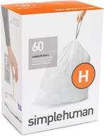 🗑️ simplehuman code h custom fit drawstring trash bags- 8-9 gallon/30-35 liter, white (60 count) - liners proven to be effective logo