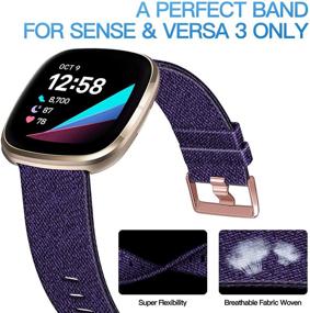 img 3 attached to Ремешки KIMILAR Fitbit Versa 3/Sense - 2 штуки мягких тканевых замен для женщин и мужчин - дышащие аксессуары для умных часов Versa 3/Sense