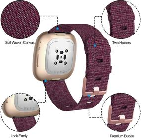 img 2 attached to Ремешки KIMILAR Fitbit Versa 3/Sense - 2 штуки мягких тканевых замен для женщин и мужчин - дышащие аксессуары для умных часов Versa 3/Sense