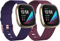 ремешки kimilar fitbit versa 3/sense - 2 штуки мягких тканевых замен для женщин и мужчин - дышащие аксессуары для умных часов versa 3/sense логотип