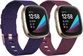 img 4 attached to Ремешки KIMILAR Fitbit Versa 3/Sense - 2 штуки мягких тканевых замен для женщин и мужчин - дышащие аксессуары для умных часов Versa 3/Sense