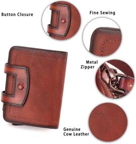 img 1 attached to 💼 Genuine Leather Short Wallets for Women: Vintage Handmade RFID Blocking Purse in Coffee