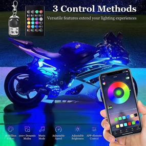 img 1 attached to 🏍️ icicar 12pcs Набор светодиодных фонарей для мотоциклов (3-е поколение) MagicRGB с управлением приложением в режиме музыки и функцией стоп-сигнала - водостойкий, более 200 динамических режимов, два пульта управления фонарями для мотоциклов