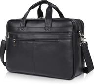 polare 17'' computer briefcase: top quality full grain leather business case for men with 15.6'' laptop compartment logo