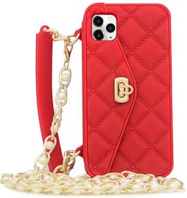 img 4 attached to Omio For IPhone 12 Pro Max Handbag Case With Card Holder Wrist Lanyard Strap Soft Silicone Cover For IPhone 12 Pro Max Wallet Case For Women Luxury Stylish Long Pearl Crossbody Chain Case Cell Phones & Accessories