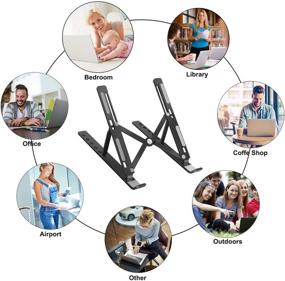 img 2 attached to 🖥️ JARLINK Adjustable Laptop Stand - Foldable Aluminum Laptop Riser for All Laptops, iPads, and Tablets (up to 15.6 inches) - Black