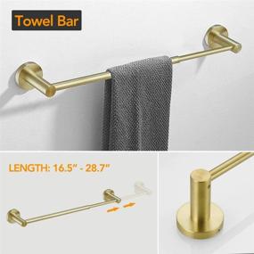 img 3 attached to 🛁 BESy 3-Piece Bathroom Accessories Set: Adjustable Hand Towel Bar Rack (15.7 to 25.9 Inches), Toilet Paper Holder, Robe Towel Hook – Wall Mounted Bath Fixtures in Stainless Steel/Brushed Gold