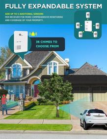 img 3 attached to 🏡 1byone Motion Sensor Driveway Alarm - 1000ft Operating Range, 36 Melodies - Home Security Alert System with Plug-in Receiver & Weatherproof PIR Motion Detector - Protect Indoor/Outdoor Property
