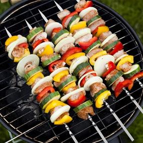 img 1 attached to 🍢 Kerkors Kabob Skewers - 14'' Flat Metal BBQ Skewers (Set of 20) for Grilling - Stainless Steel Reusable BBQ Sticks with Portable Storage Bag