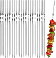 🍢 kerkors kabob skewers - 14'' flat metal bbq skewers (set of 20) for grilling - stainless steel reusable bbq sticks with portable storage bag logo