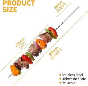 img 3 attached to 🍢 Kerkors Kabob Skewers - 14'' Flat Metal BBQ Skewers (Set of 20) for Grilling - Stainless Steel Reusable BBQ Sticks with Portable Storage Bag