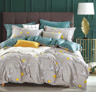 🛏️ sleepbella king size comforter set: grey branch & green reversible pattern, soft cotton fabric, 3pc down alternative bedding set logo