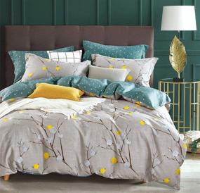 img 4 attached to 🛏️ SLEEPBELLA King Size Comforter Set: Grey Branch & Green Reversible Pattern, Soft Cotton Fabric, 3pc Down Alternative Bedding Set