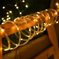 outdoor solar rope lights with remote control, waterproof led rope lights for outdoor use - 33ft 100 led warm white tube lights, 8 modes, decorative lighting, 1 pack logo