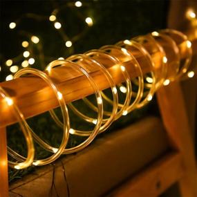 img 4 attached to Outdoor Solar Rope Lights with Remote Control, Waterproof LED Rope Lights for Outdoor Use - 33ft 100 LED Warm White Tube Lights, 8 Modes, Decorative Lighting, 1 Pack